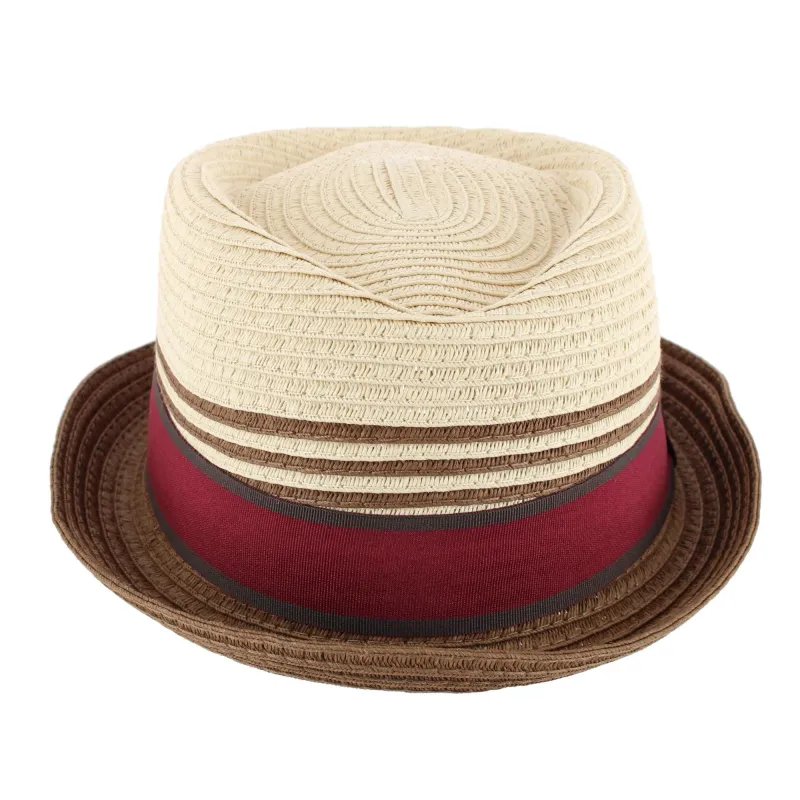 Kenny K. Men's Straw Two Tone Toyo Fedora made by Belt Outlet