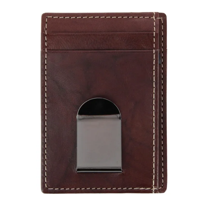 Steve Madden Men's Antiqued Leather RFID Money Clip Wallet made by Steve Madden