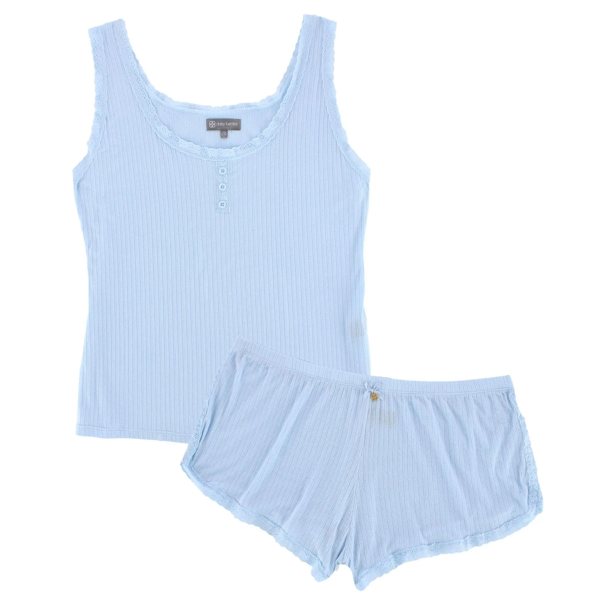Daisy Fuentes Women's Plus Size Pointelle Tank and Short Pajama Set sold by Belt Outlet product image thumbnail 5