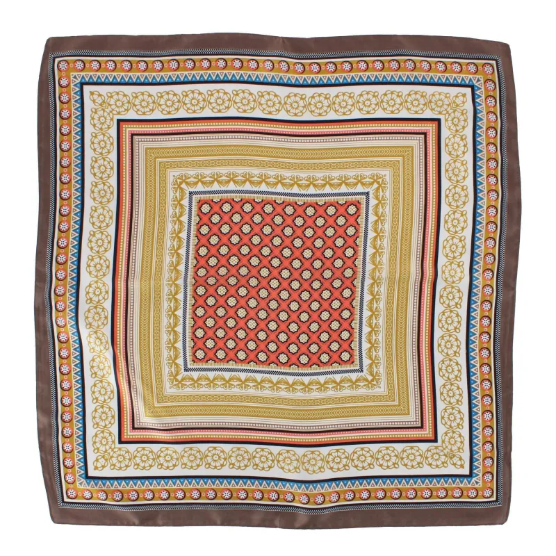CTM® Women's Decorative Vintage Pattern Silky Square Scarf made by Belt Outlet