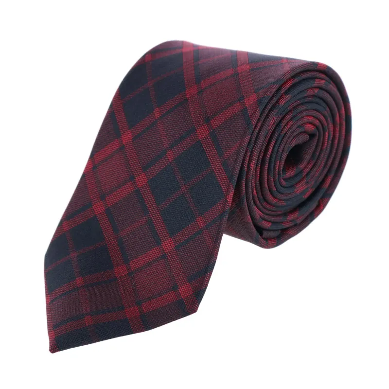 Trafalgar Kincade Red Blackwatch Plaid Silk Necktie made by Trafalgar