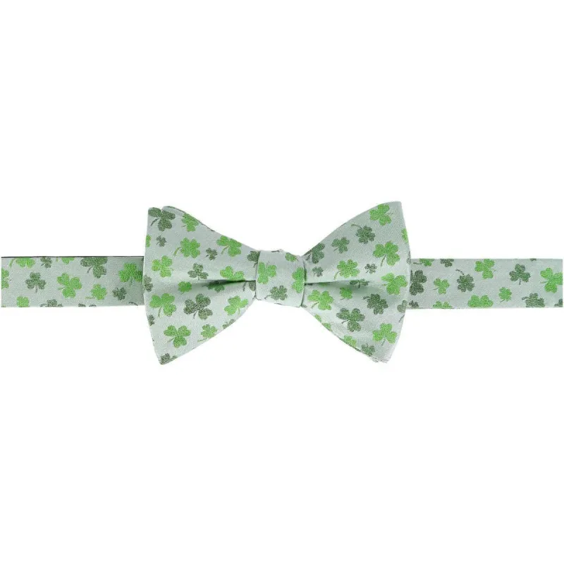 Trafalgar White Shamrock Novelty Silk Bow Tie made by Trafalgar