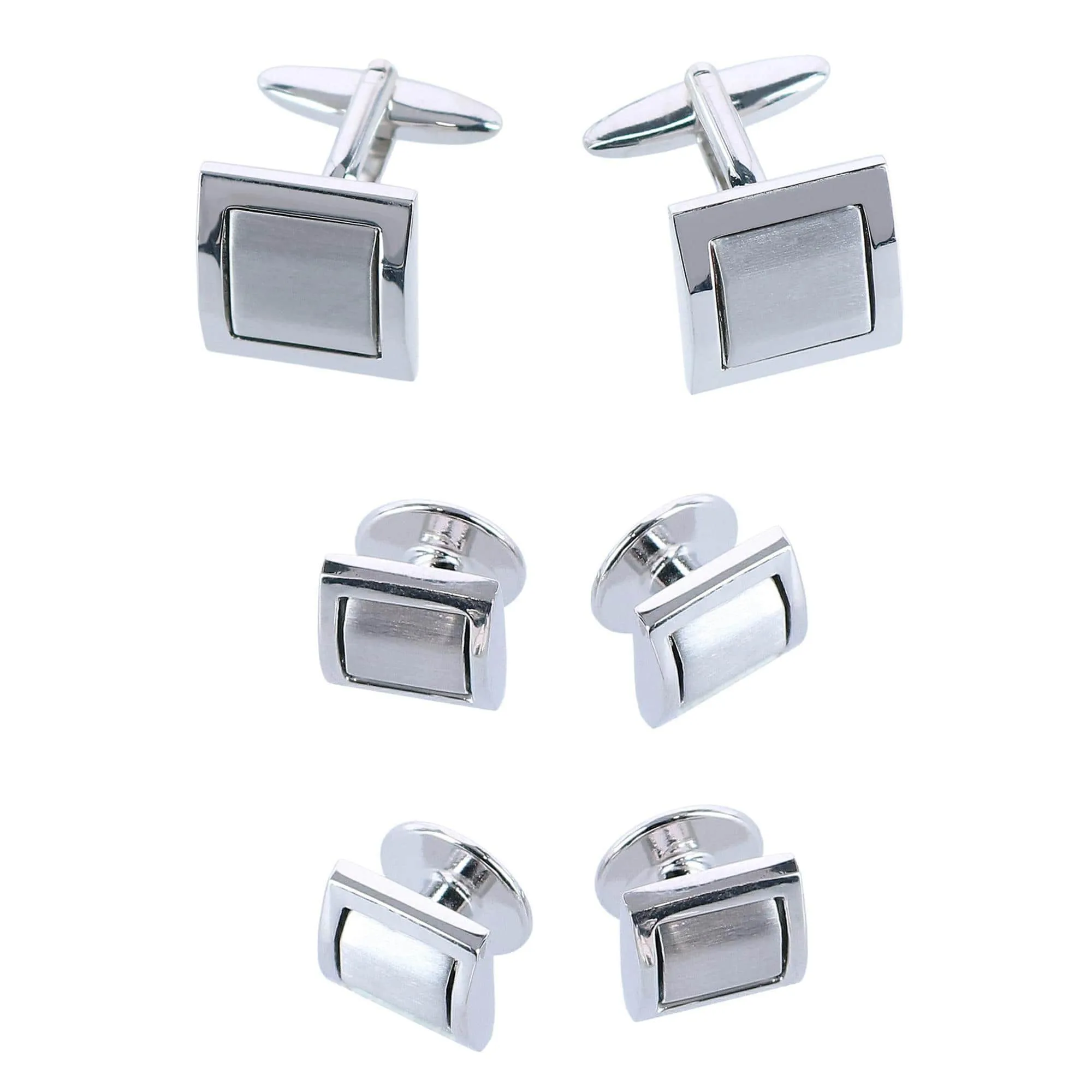 Trafalgar Plaza Square Rhodium Over Brass Set (Cufflinks & Tuxedo Studs) sold by Belt Outlet product image thumbnail 2
