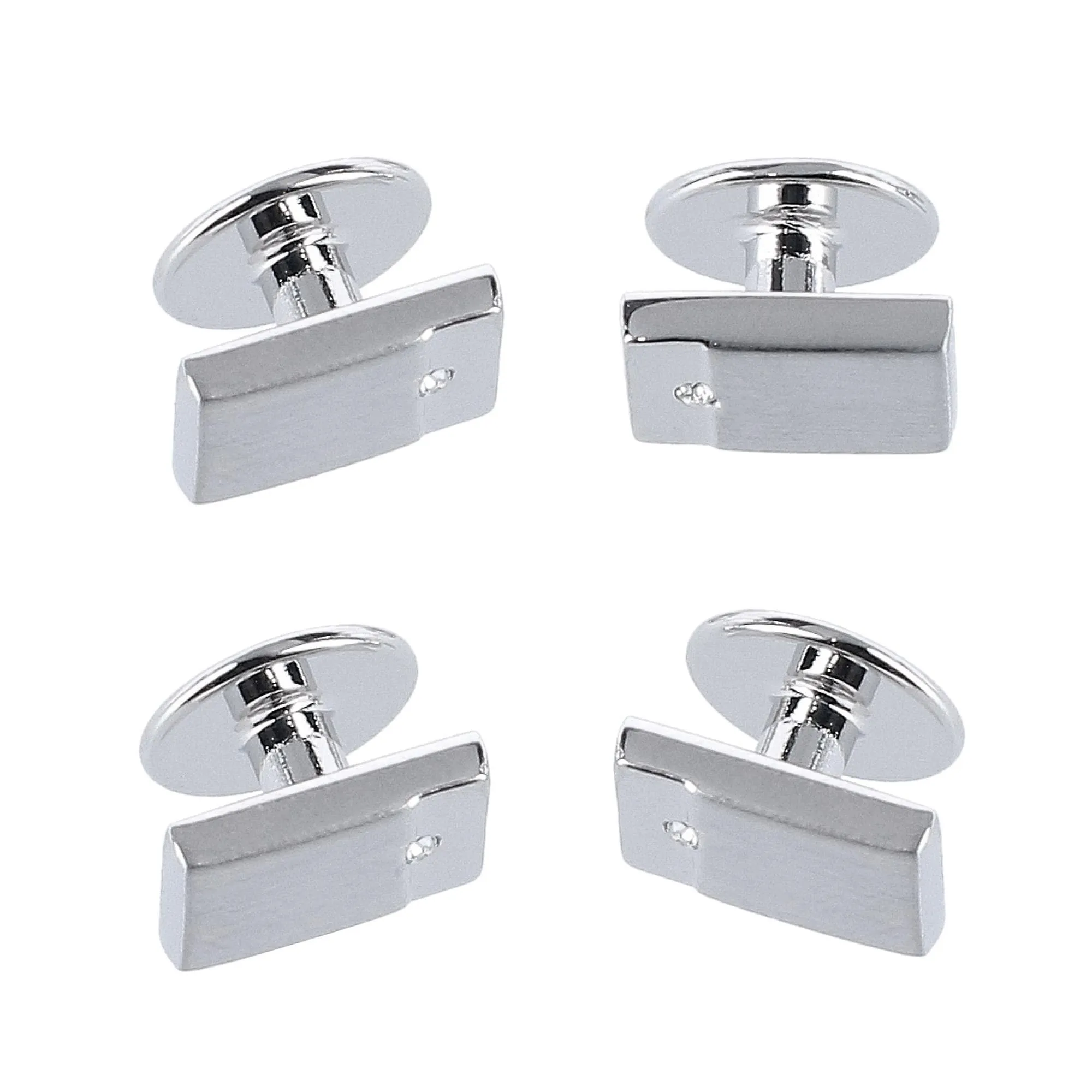 Trafalgar The Kingsley Rhodium with Czech Crystal Formal Set (Cufflinks & Tuxedo Studs) sold by Belt Outlet product image thumbnail 5