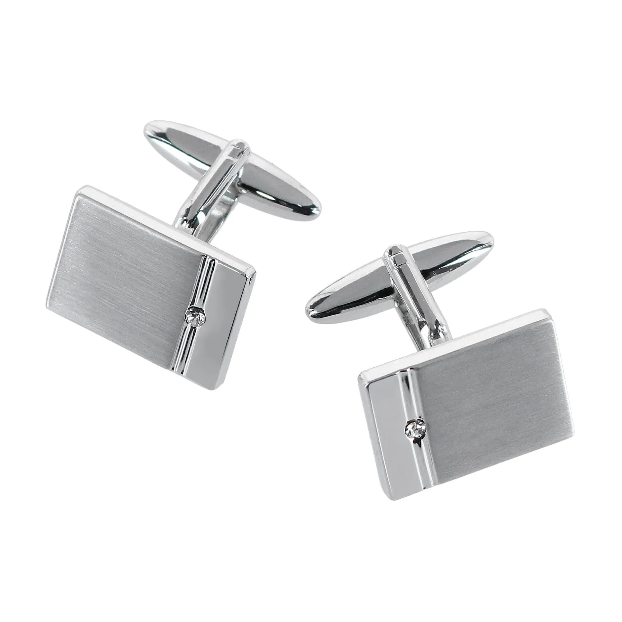 Trafalgar The Kingsley Rhodium with Czech Crystal Formal Set (Cufflinks & Tuxedo Studs) sold by Belt Outlet product image thumbnail 4