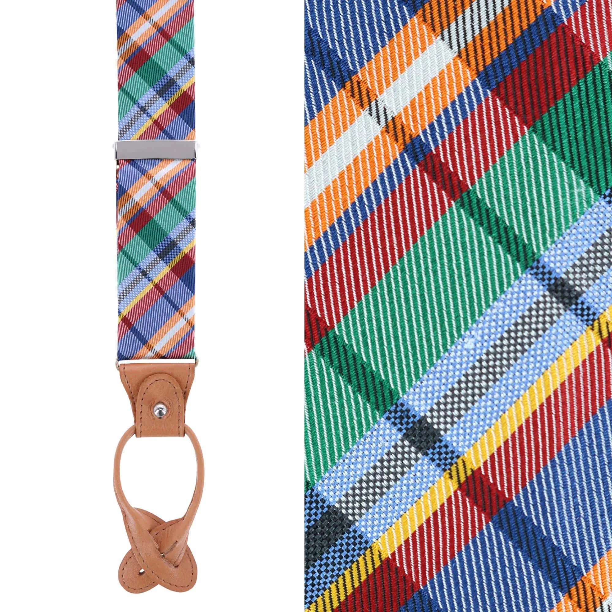 Trafalgar Men's Sherwood Plaid Silk Button End Suspenders sold by Belt Outlet product image thumbnail 4