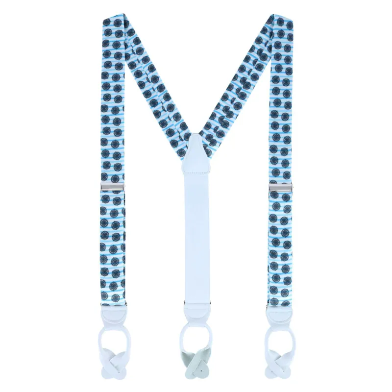 Trafalgar Men's Find Your Way Compass Theme Silk Button End Suspenders made by Trafalgar