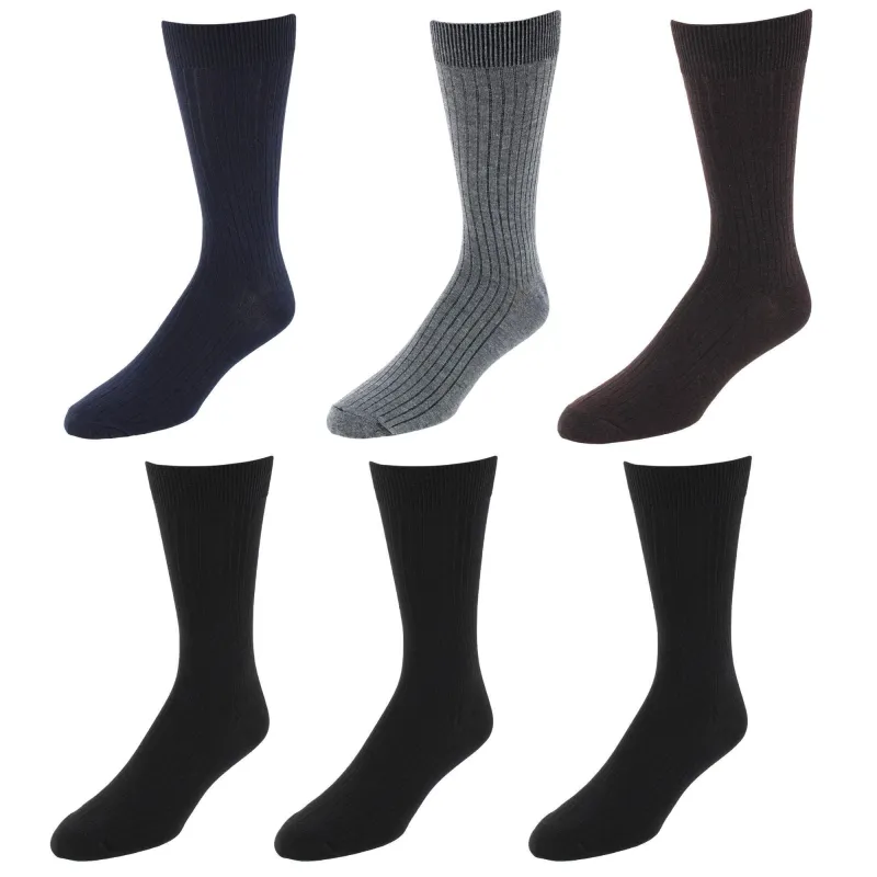 Knocker Men's Handsome Ribbed Comfort Dress Socks (6 Pairs) made by Belt Outlet