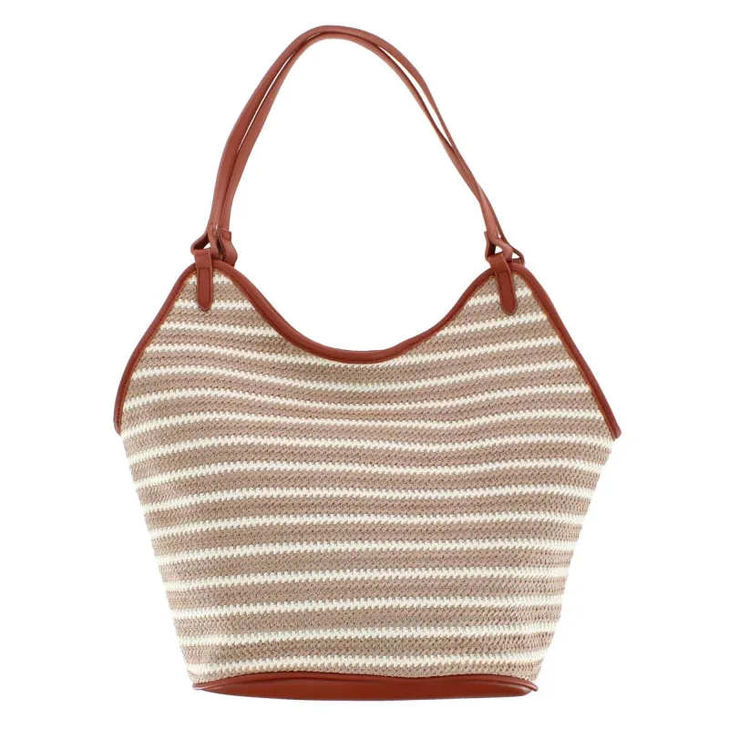 CTM® Women's Synthetic Stripe Tote Handbag made by Belt Outlet