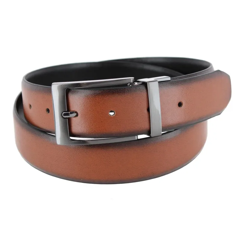 Steve Madden Men's 35mm Burnsihed Reversible Dress Belt made by Steve Madden