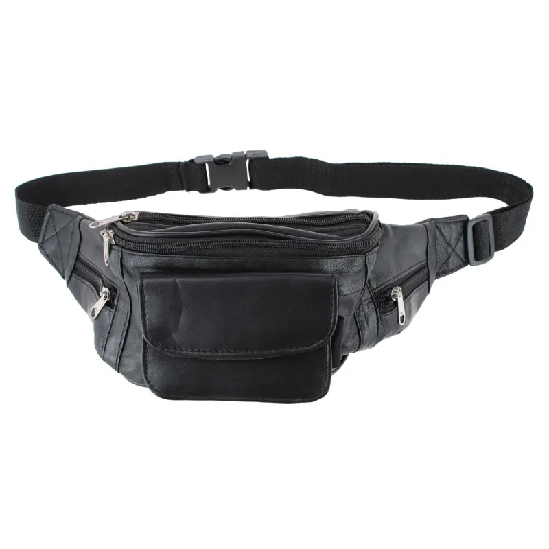 CTM® Unisex Lambskin Leather Fanny Pack with Multiple Compartments made by Belt Outlet