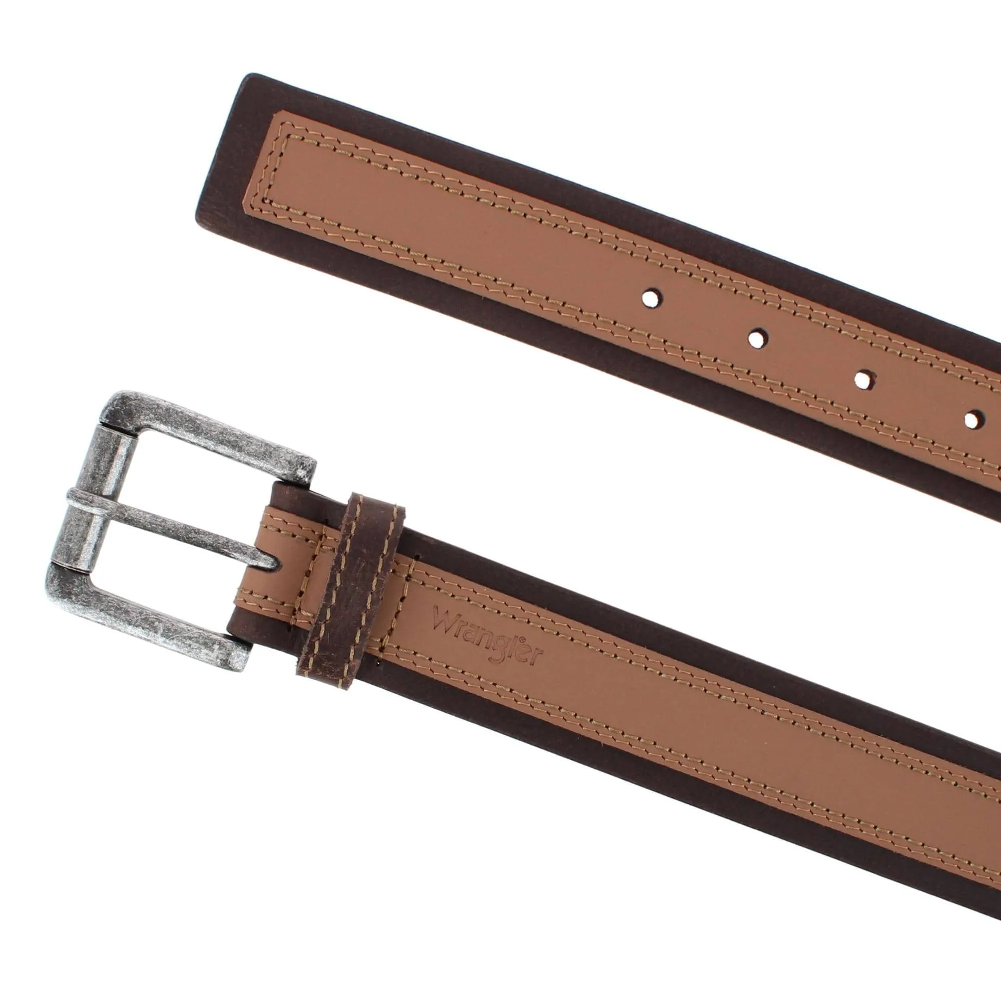 Wrangler Men's 38mm Tumbled Leather with Contrast Center Belt sold by Belt Outlet product image thumbnail 4