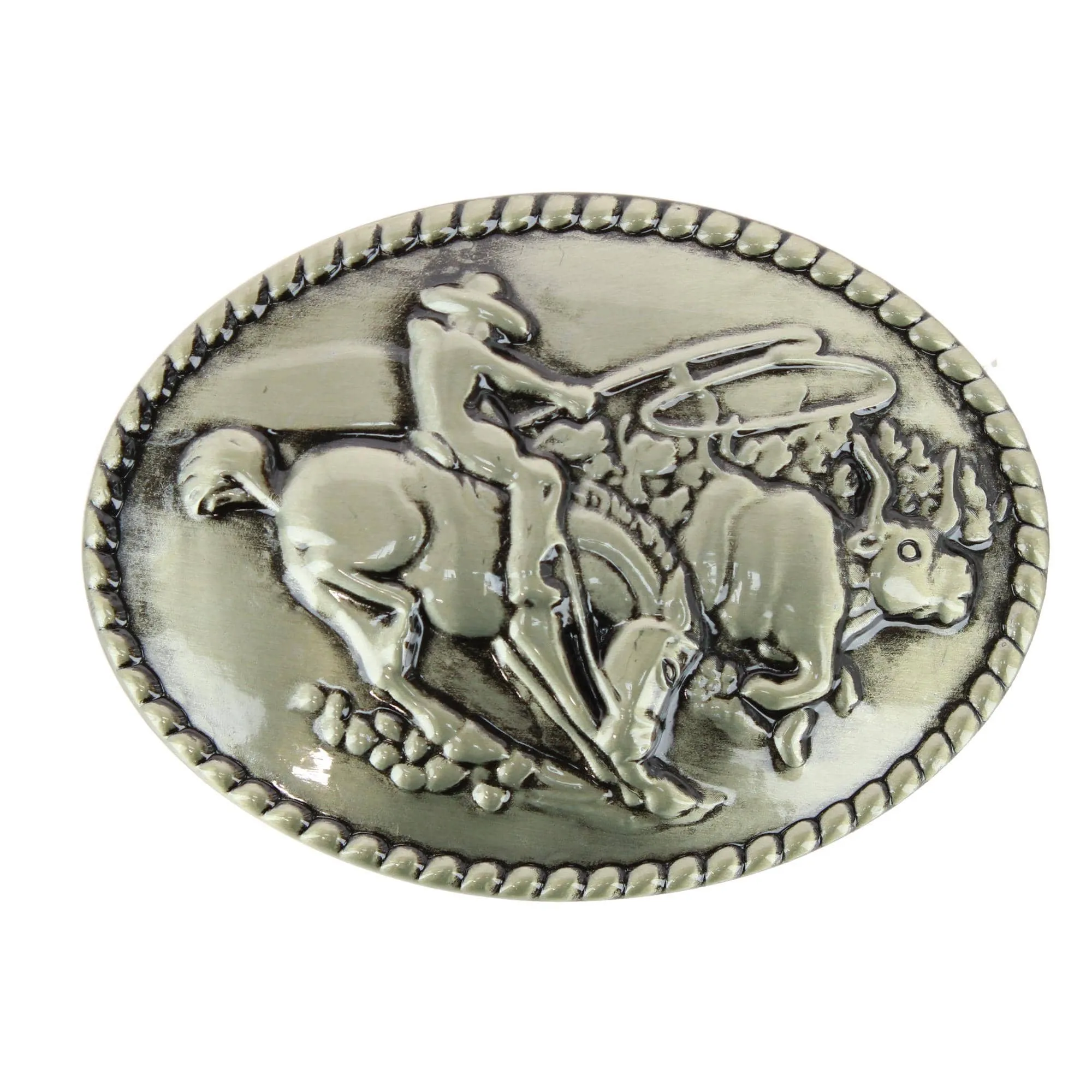 Wrangler Men's Roping Cowboy Belt Buckle Antique Brass Finish sold by Belt Outlet