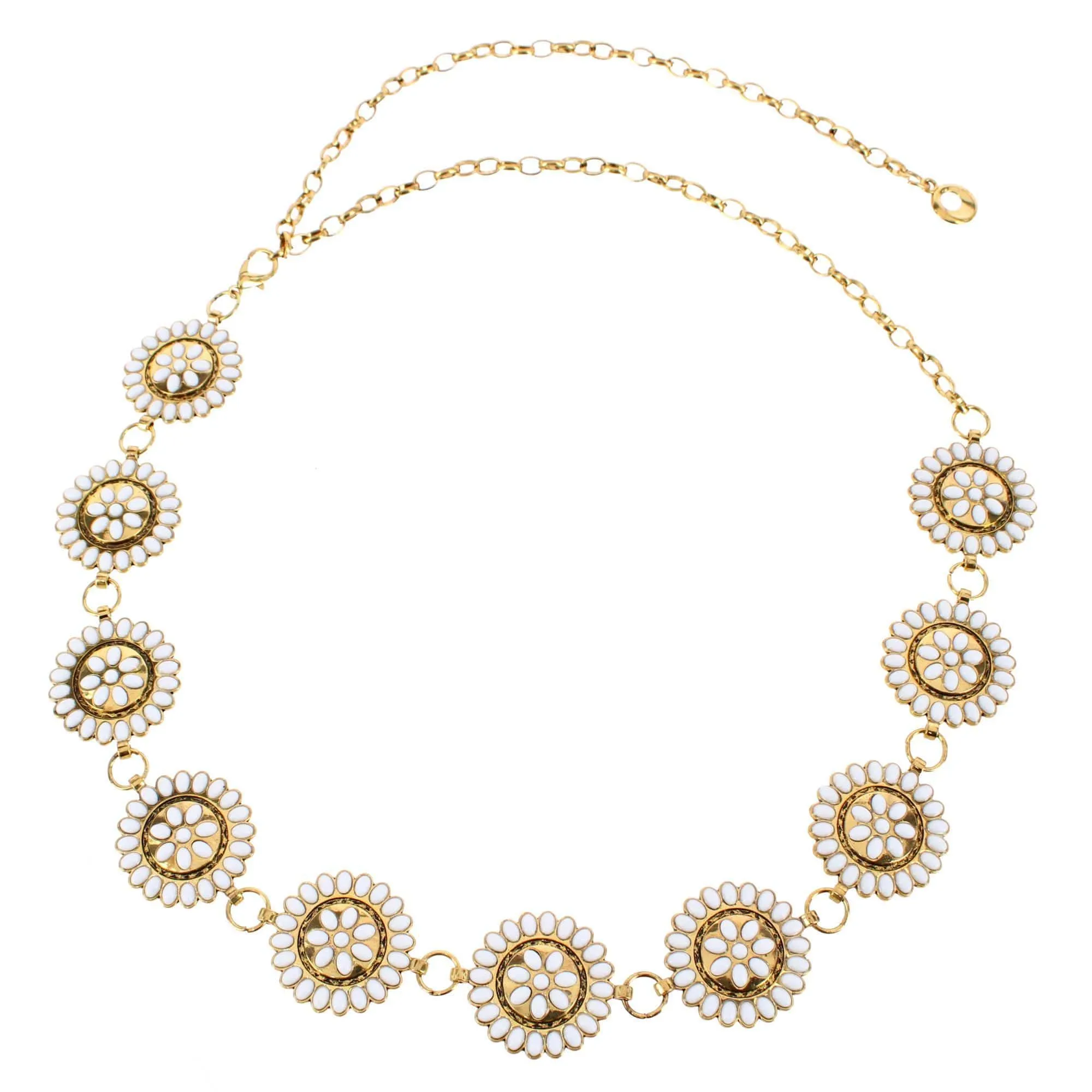 CTM® Women's Circle Stone Beaded Concho Gold Chain Belt Adjustable sold by Belt Outlet product image thumbnail 5