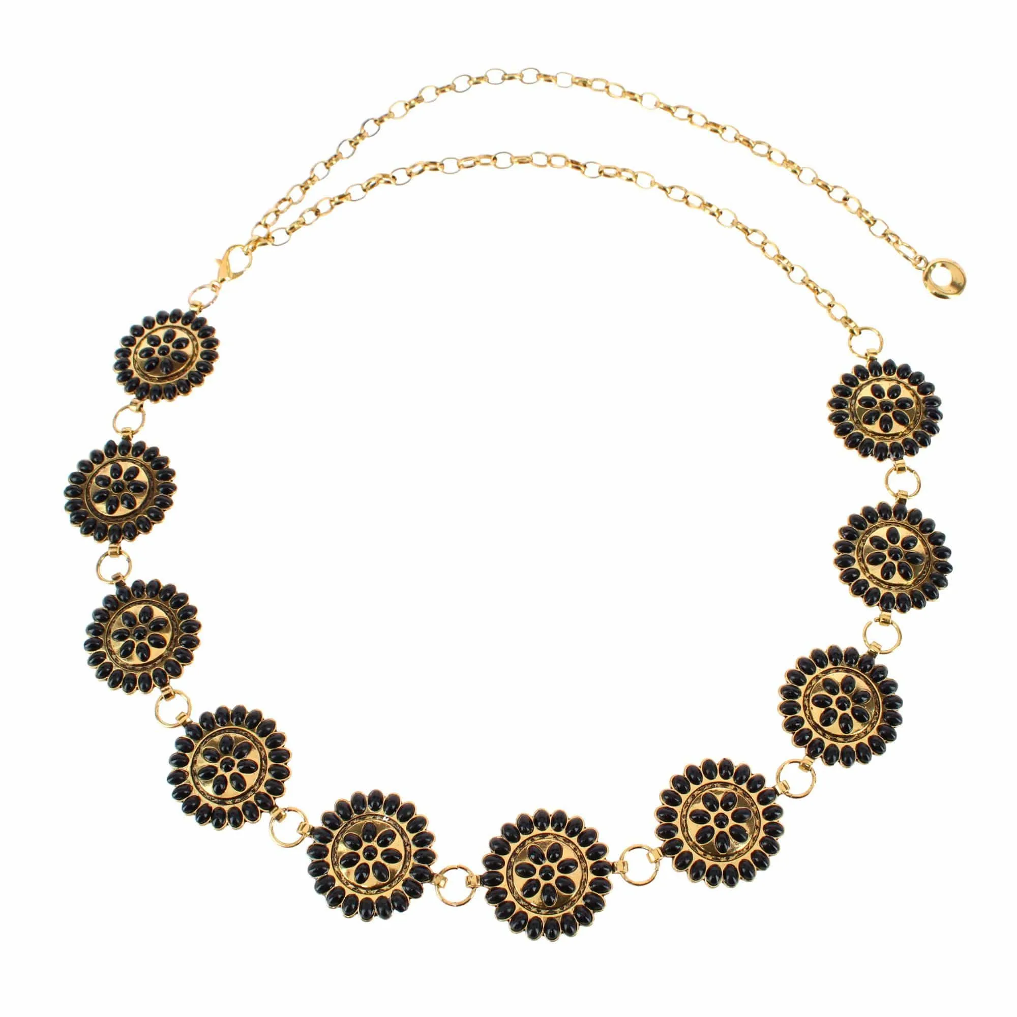 CTM® Women's Circle Stone Beaded Concho Gold Chain Belt Adjustable sold by Belt Outlet product image thumbnail 2
