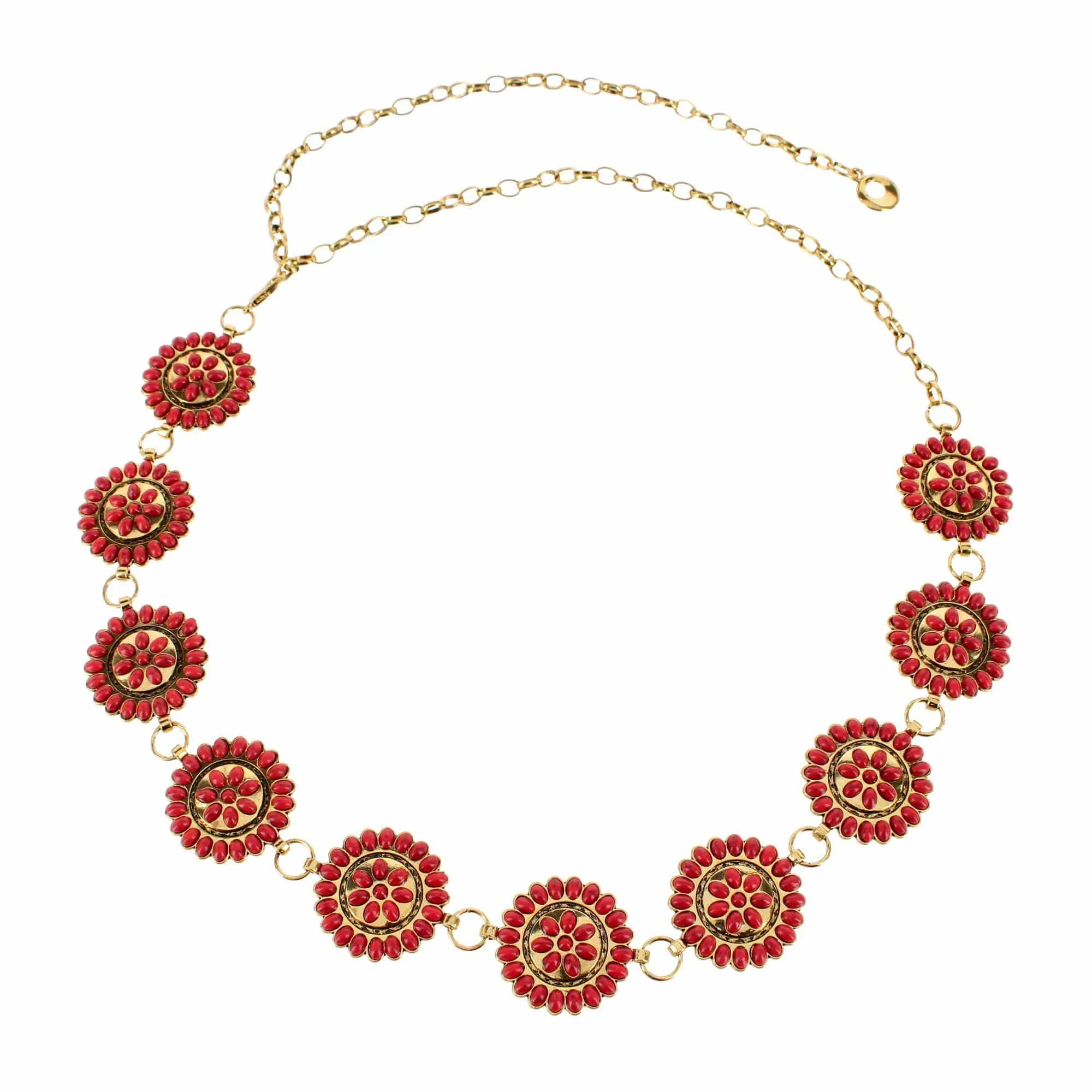 CTM® Women's Circle Stone Beaded Concho Gold Chain Belt Adjustable sold by Belt Outlet product image thumbnail 3