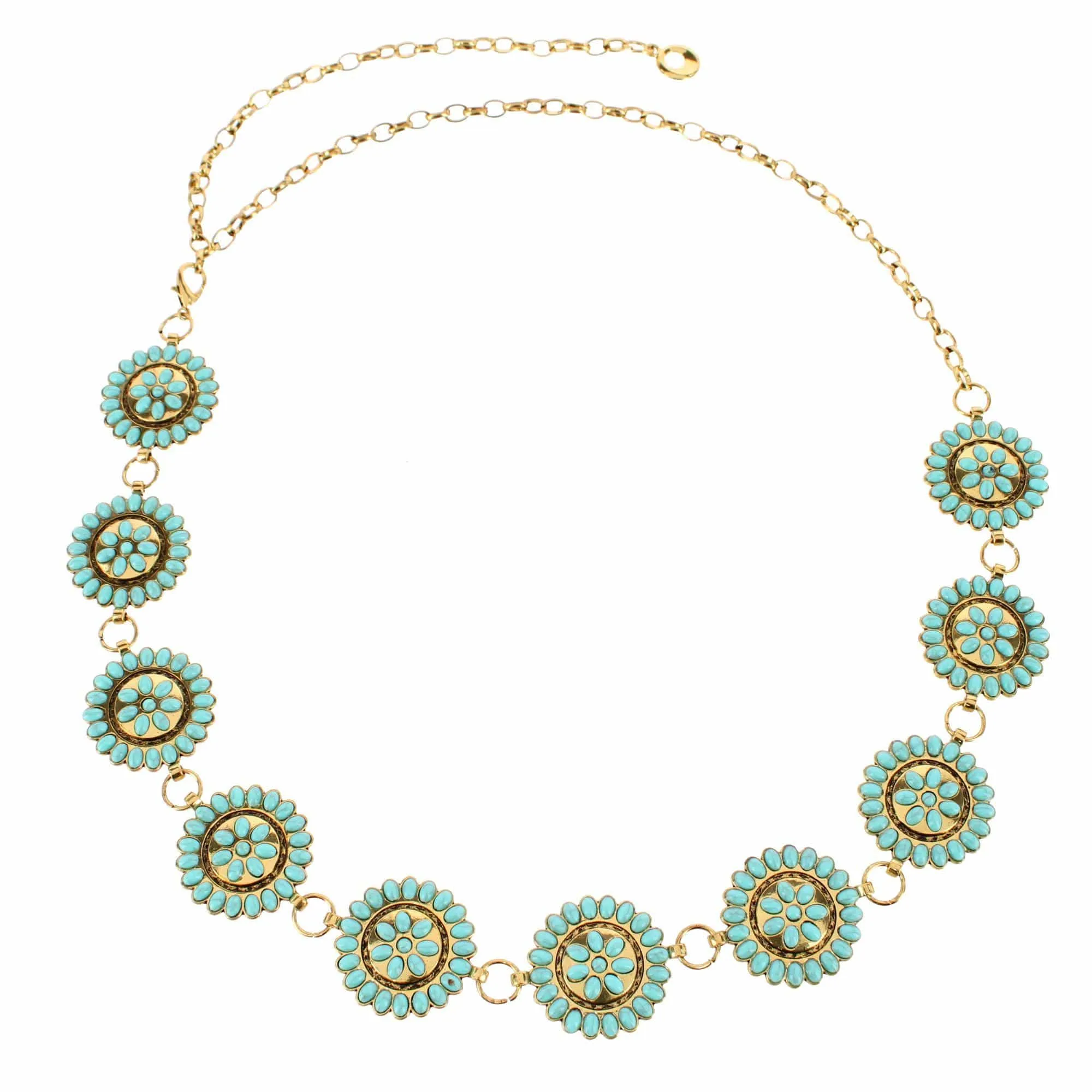 CTM® Women's Circle Stone Beaded Concho Gold Chain Belt Adjustable sold by Belt Outlet product image thumbnail 4