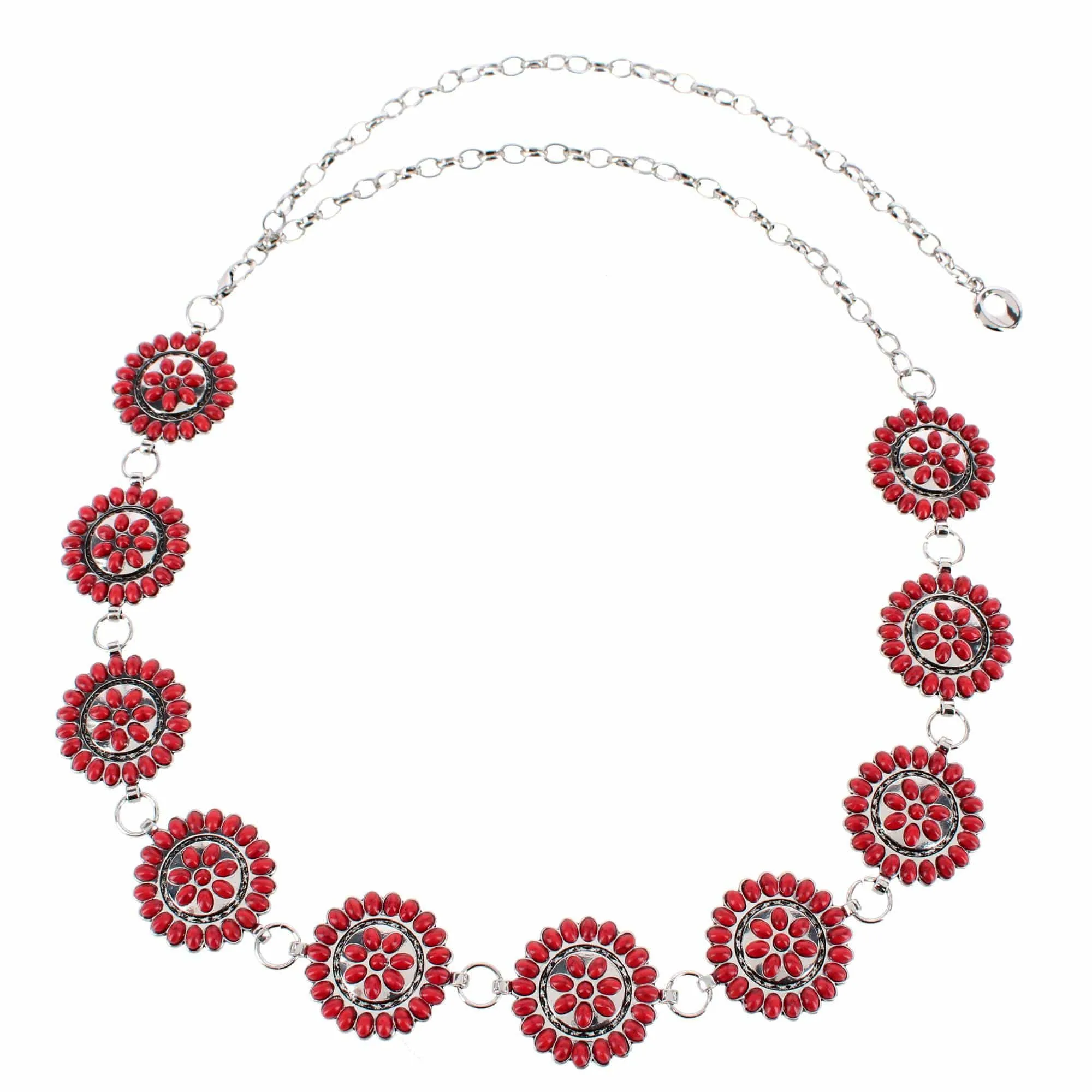 CTM® Women's Circle Stone Beaded Concho Silver Chain Belt Adjustable sold by Belt Outlet product image thumbnail 2