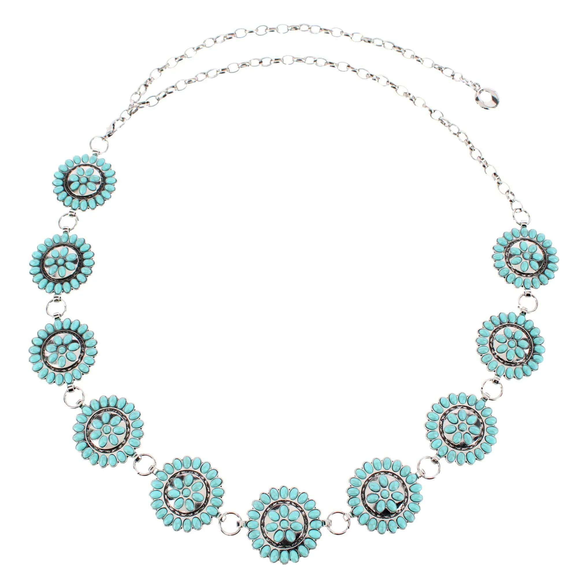 CTM® Women's Circle Stone Beaded Concho Silver Chain Belt Adjustable sold by Belt Outlet product image thumbnail 3