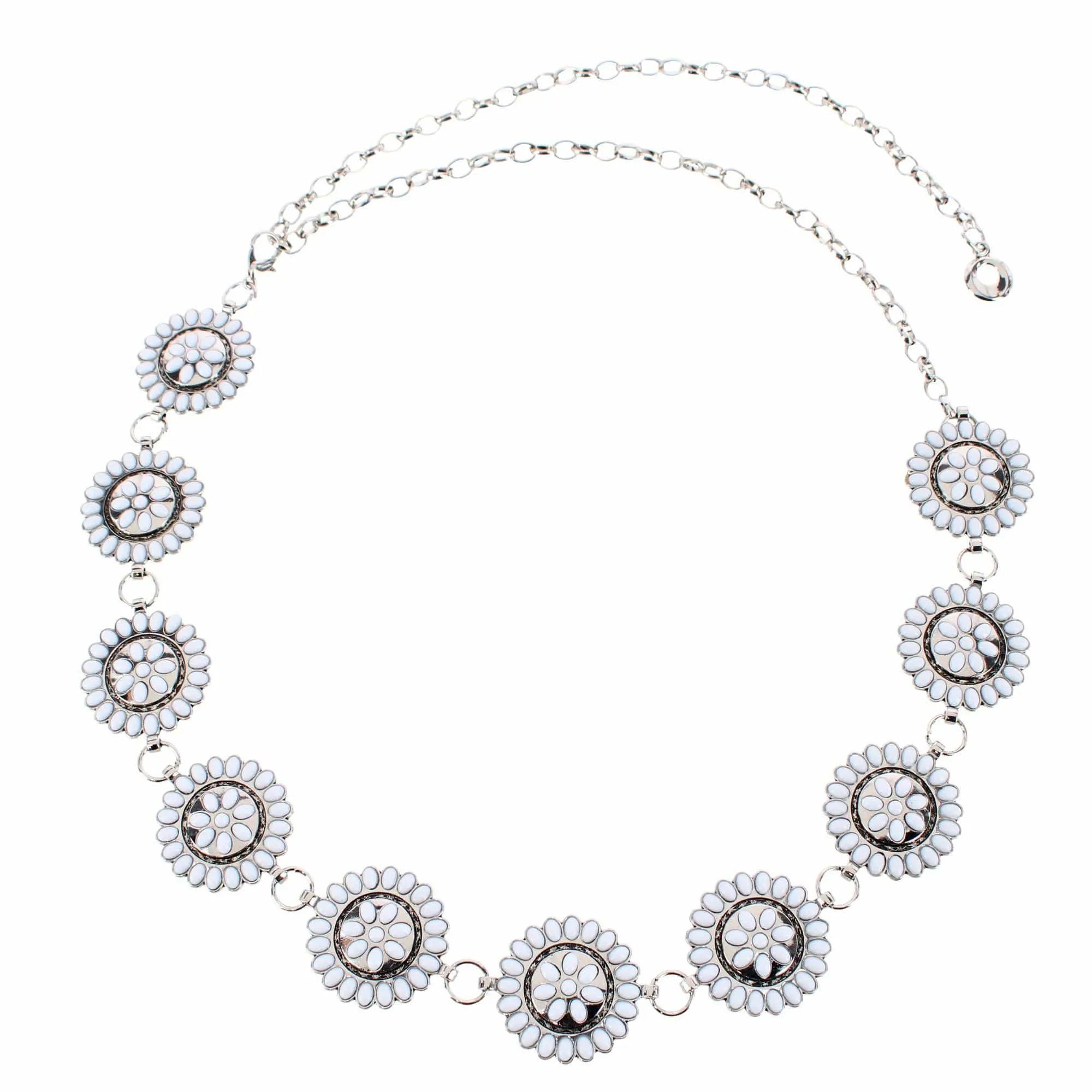 CTM® Women's Circle Stone Beaded Concho Silver Chain Belt Adjustable sold by Belt Outlet product image thumbnail 4