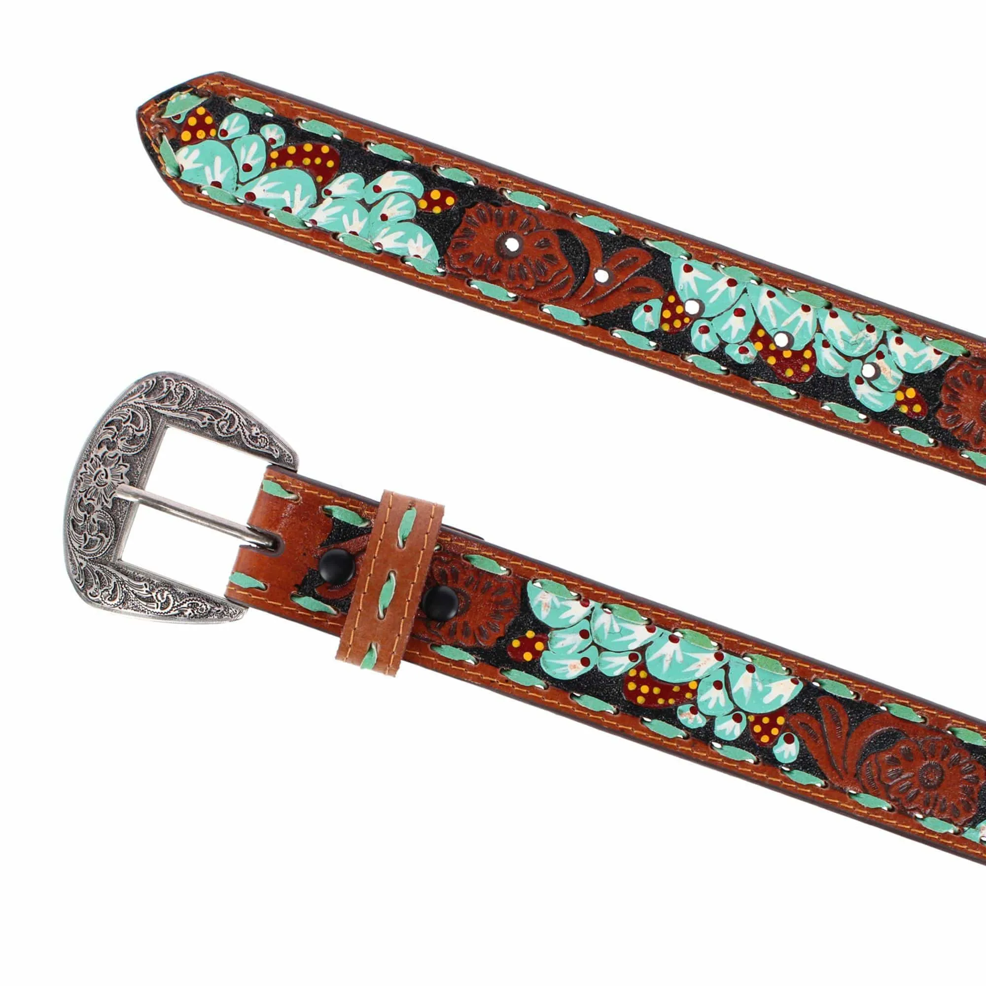 Roper Women's 1.5 Inch Floral Tooled and Hand Painted Leather Belt sold by Belt Outlet product image thumbnail 4