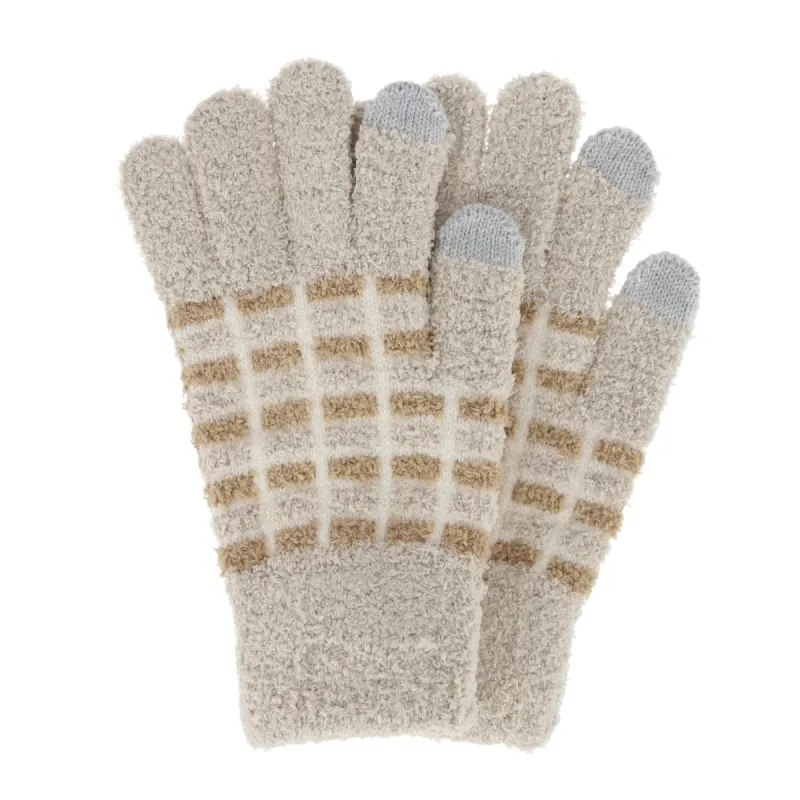CTM® Women's Knit Color Block Touchscreen Compatible Winter Gloves made by Belt Outlet