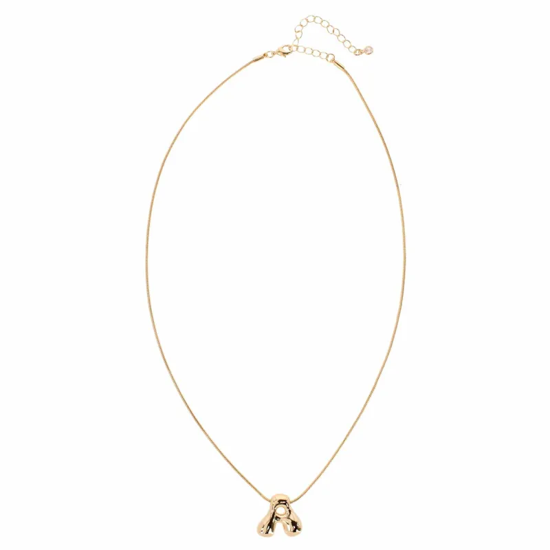 CTM® Women's Semi-Fine Bubble Letter Initial Necklace Gold or Silver Dipped made by Belt Outlet