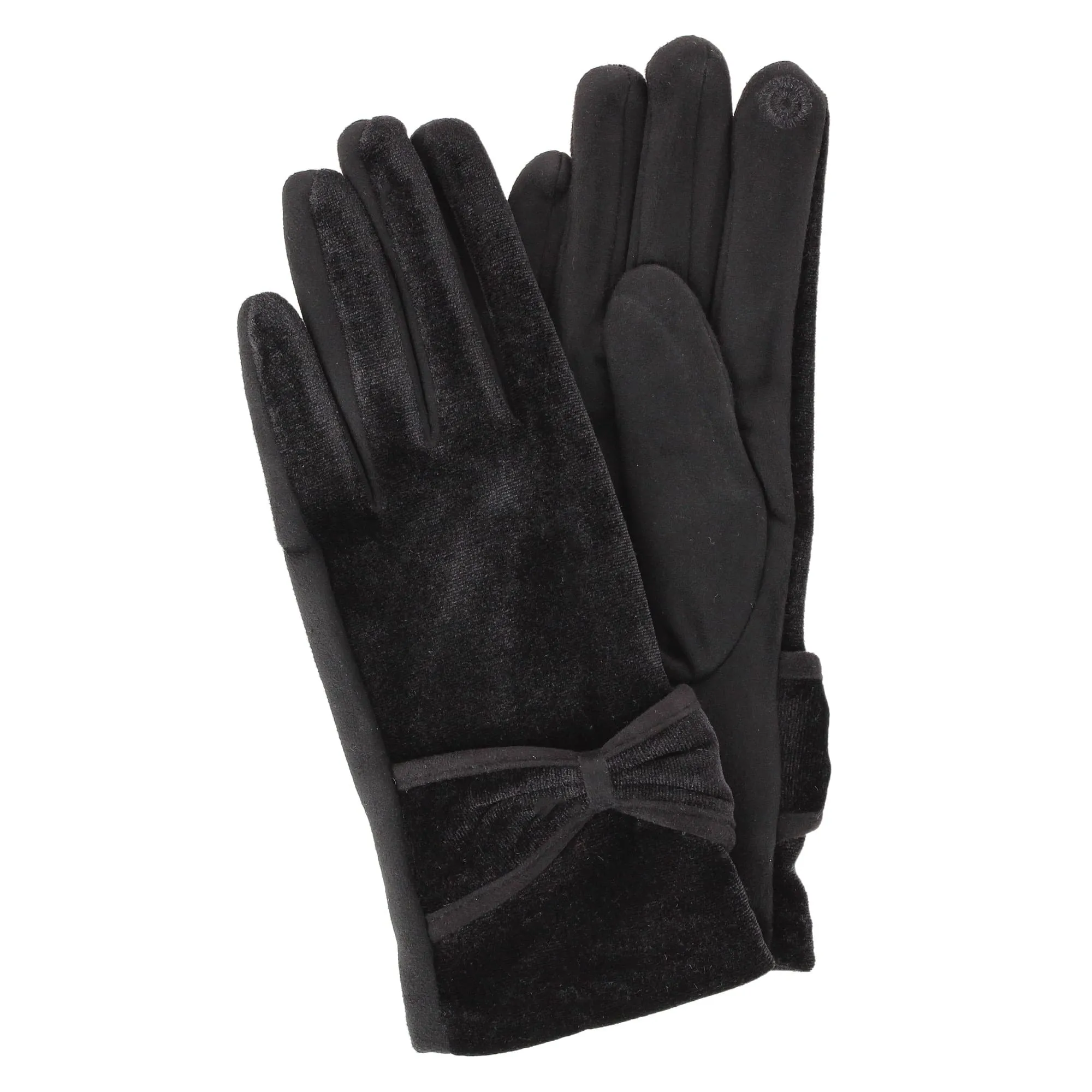 David & Young Women's Tech-Touch Velvet Feel Winter Gloves with Bow Detail sold by Belt Outlet product image thumbnail 2