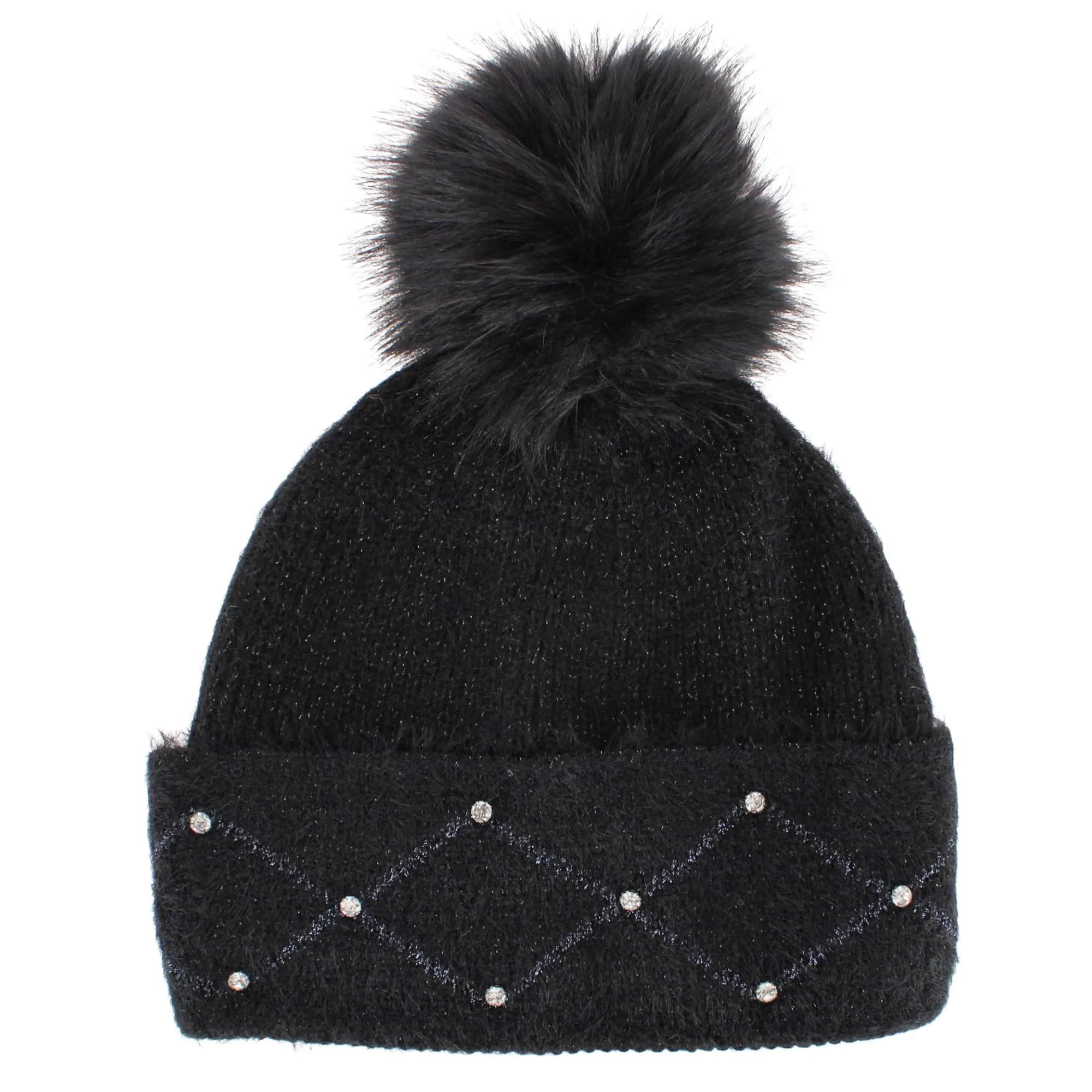 David & Young Women's Lux Knit Lined Winter Beanie Hat with Stone Detail sold by Belt Outlet product image thumbnail 3