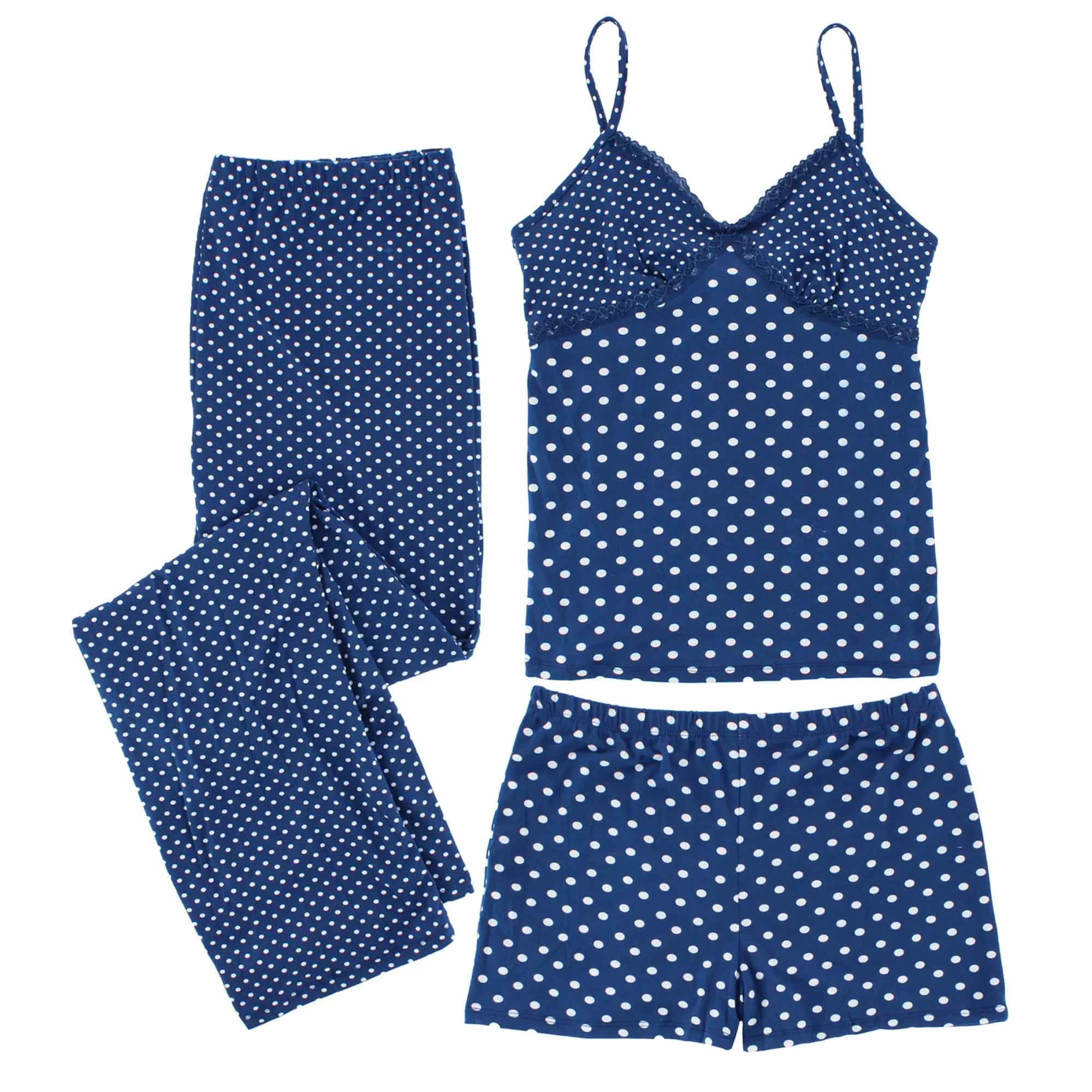 CTM® Women's 3-piece Polka Dot Pajama Set by Love to Sleep sold by Belt Outlet product image thumbnail 4