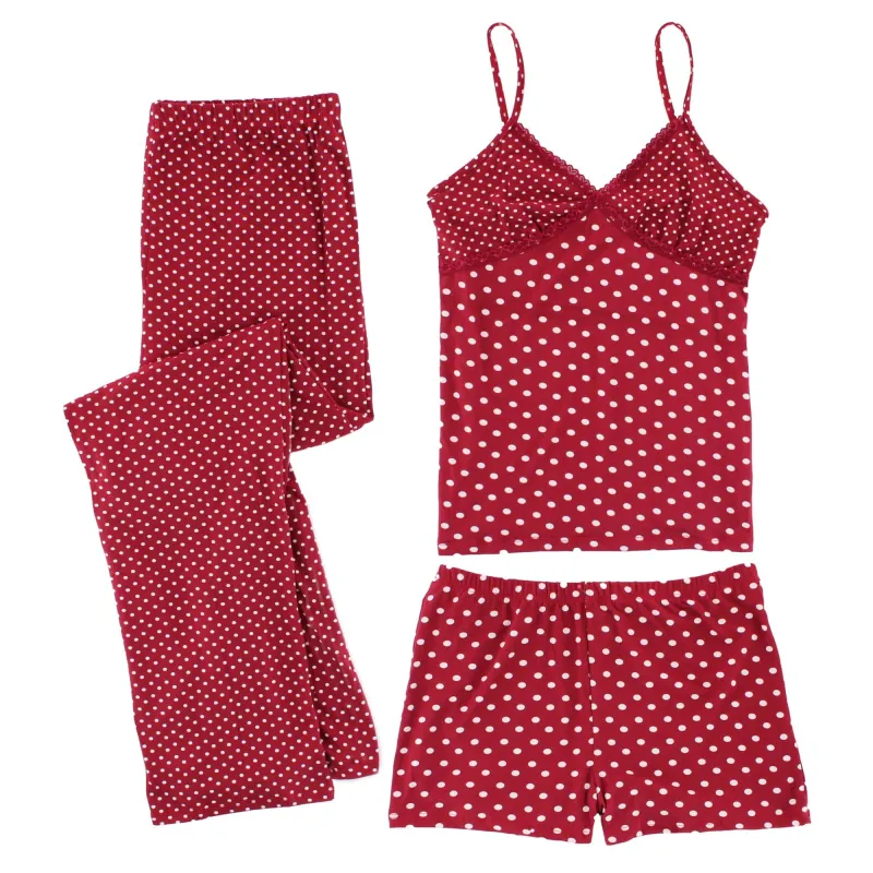 CTM® Women's 3-piece Polka Dot Pajama Set by Love to Sleep made by Belt Outlet