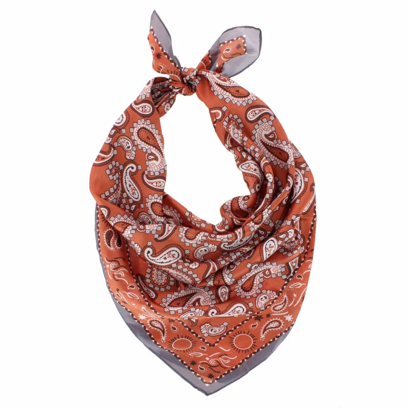 CTM® Women's Silky Feel Ornate Paisley Square Scarf made by Belt Outlet