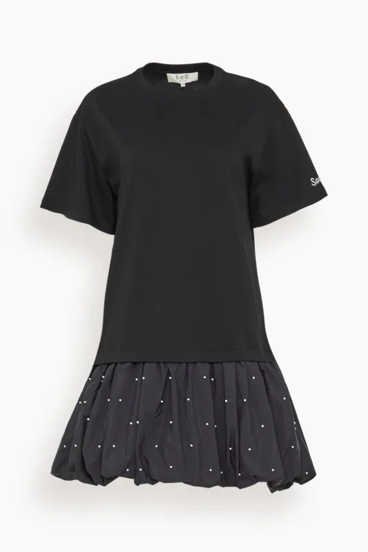Alberta Pearl T-Shirt Dress in Black sold by Hampden Clothing