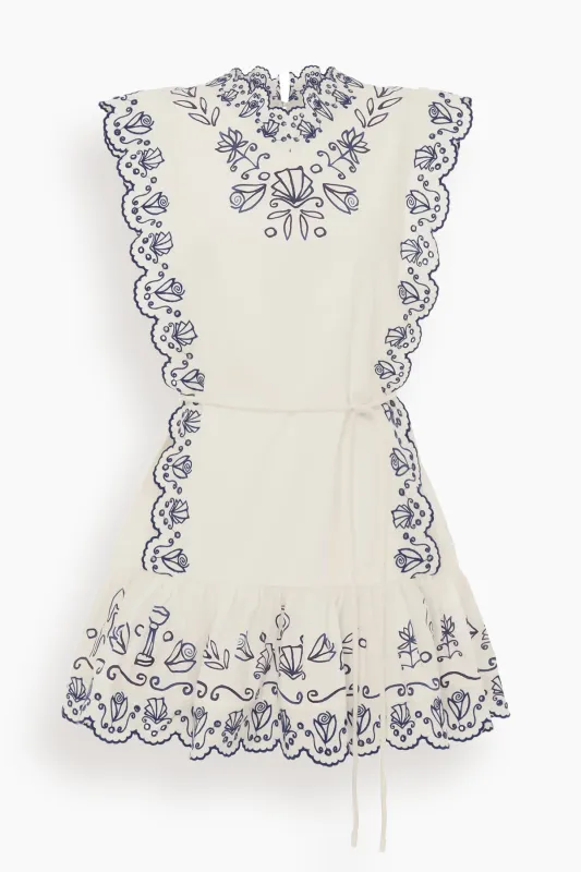 Leela Embroidered Mini Dress in Cream sold by Hampden Clothing