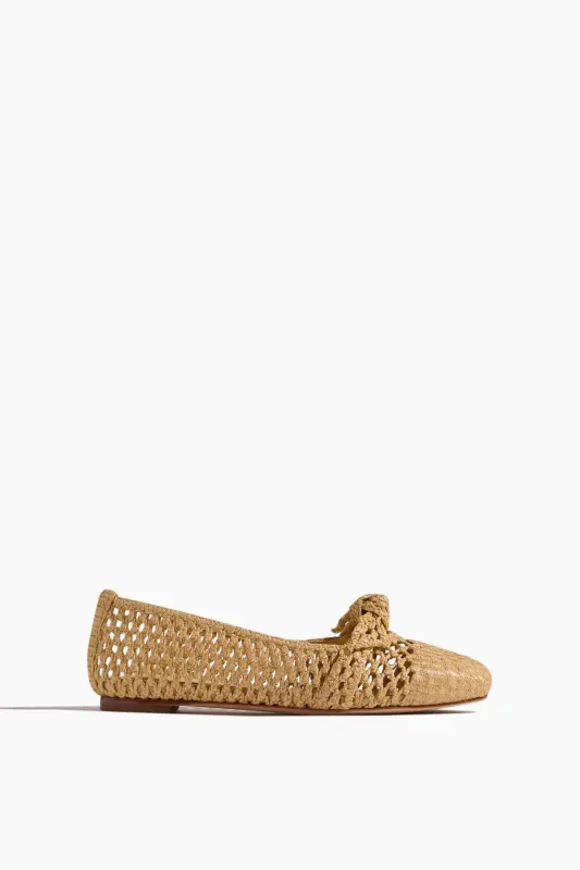 Clarita Ballerina Raffia Shoes in Natural sold by Hampden Clothing