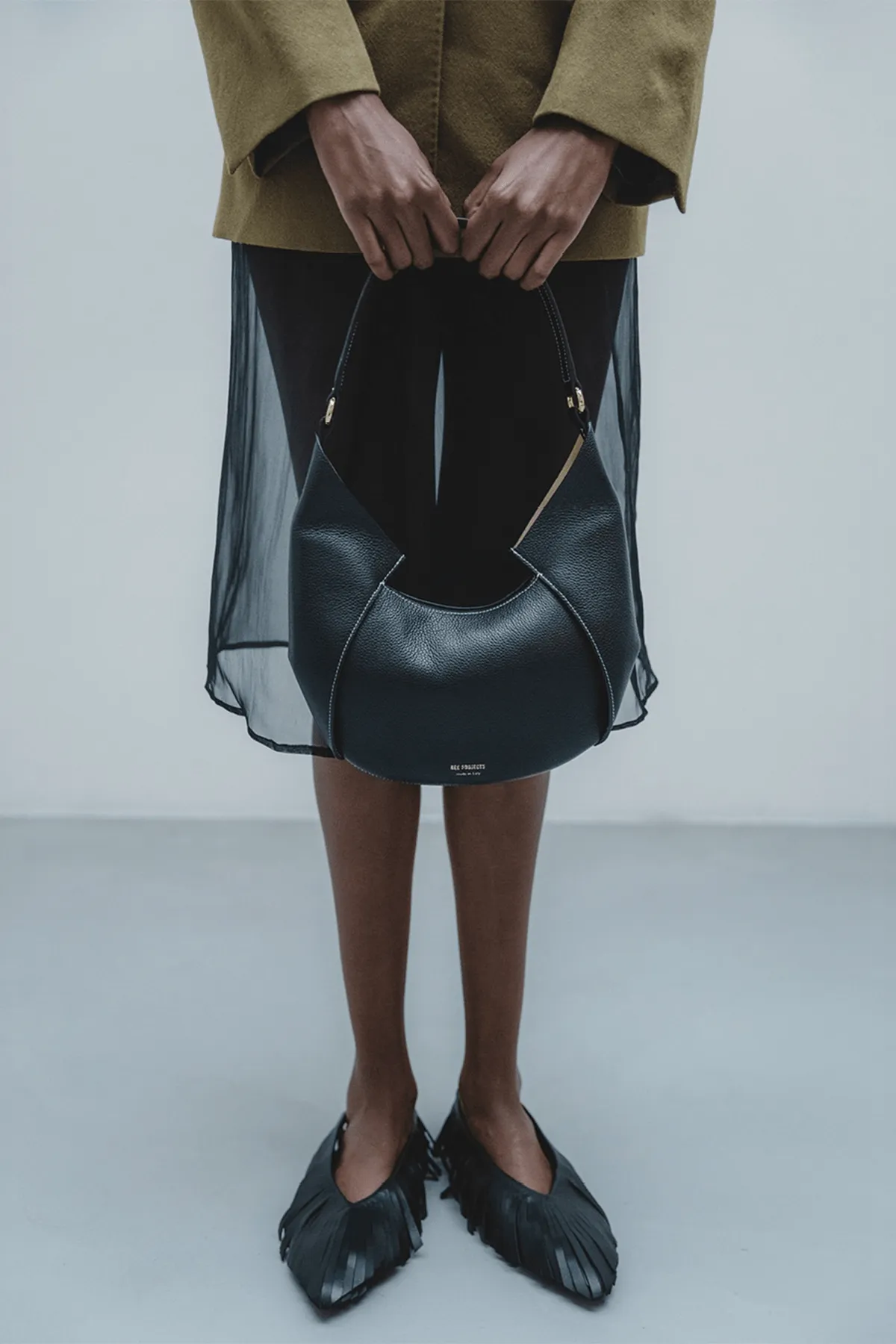 Riva Mini Small Pebble Grain Bag in Black sold by Hampden Clothing product image thumbnail 5