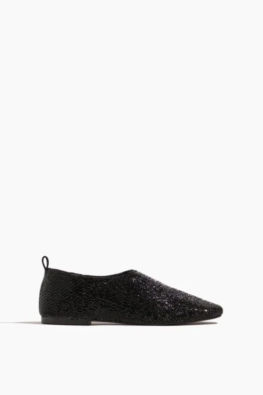 Pia Beaded Flat in Black sold by Hampden Clothing