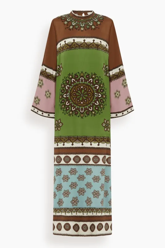 Contina Silk Midi Dress in Multi sold by Hampden Clothing