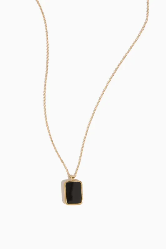 Onyx Tag Pendant Necklace in Gold sold by Hampden Clothing