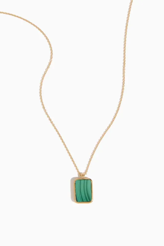Malachite Tag Pendant in Gold sold by Hampden Clothing