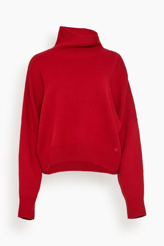 Luke Stand Collar Sweater in Red sold by Hampden Clothing