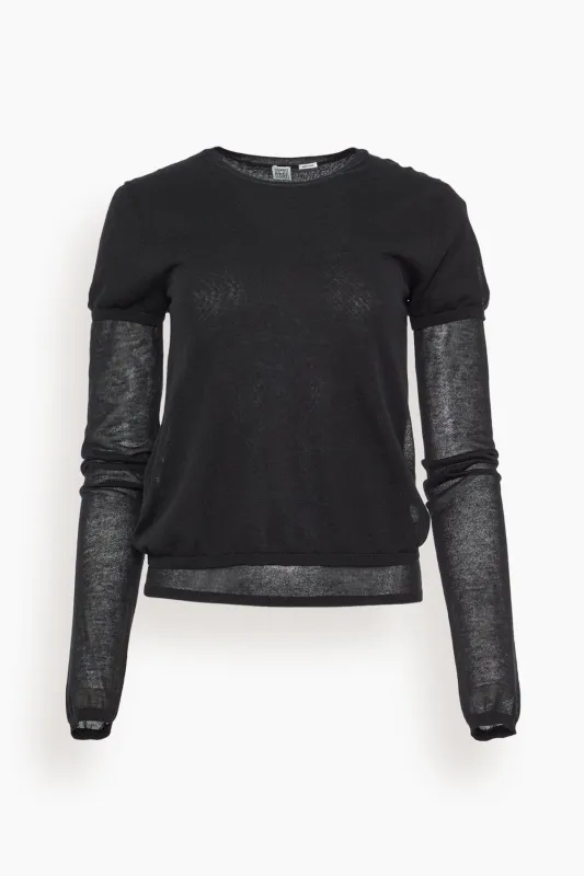 Layered Knit Tee in Black sold by Hampden Clothing