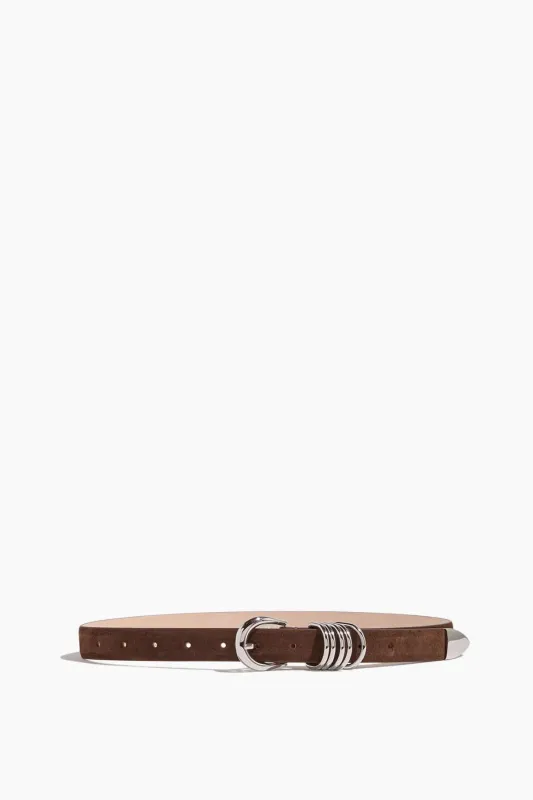 Hollyhock Suede Belt in Chocolate/Silver sold by Hampden Clothing