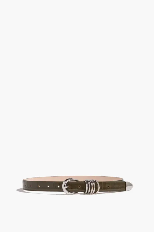 Hollyhock Belt in Khaki Green/Silver sold by Hampden Clothing