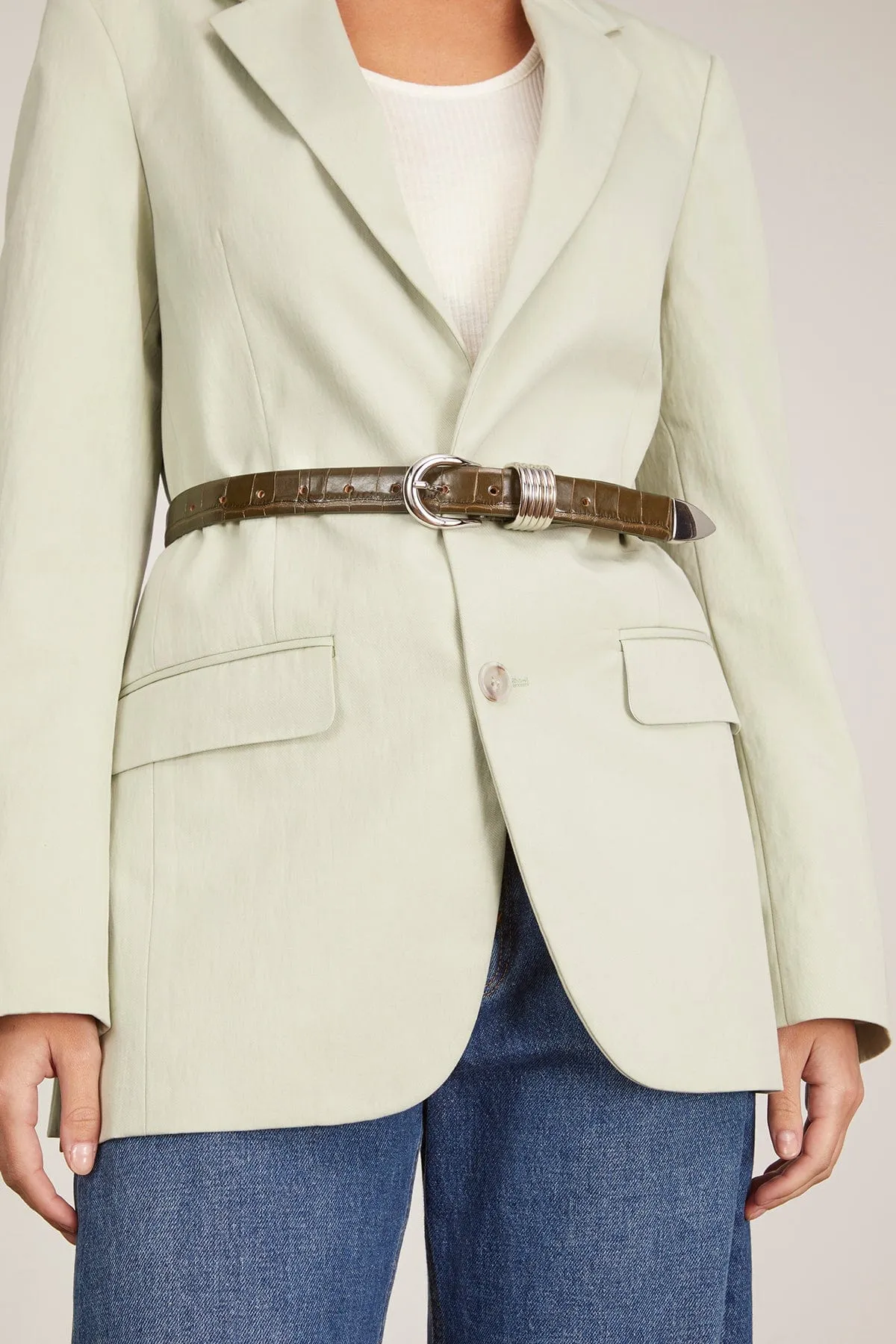Hollyhock Belt in Khaki Green/Silver sold by Hampden Clothing product image thumbnail 2