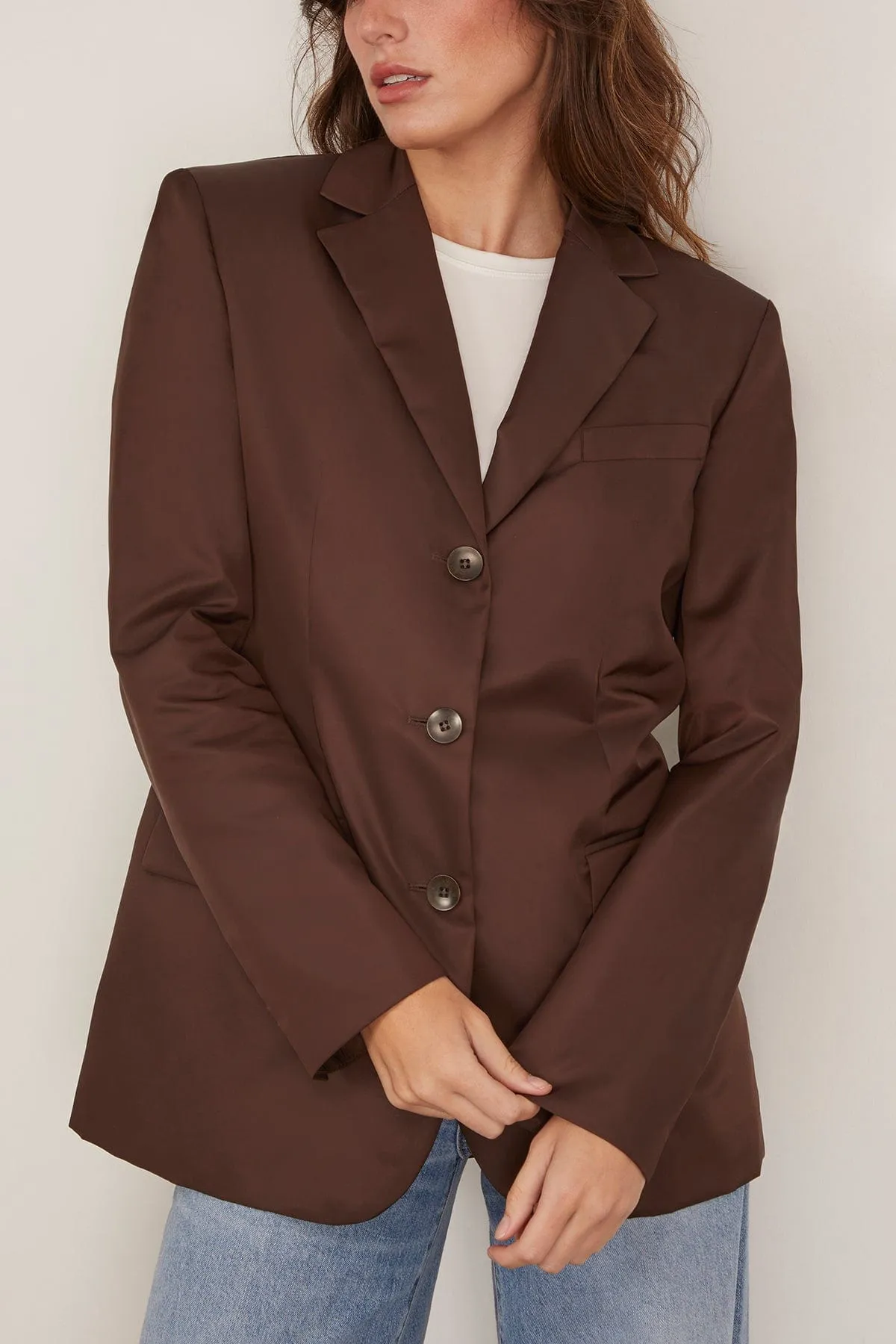 Eco Nylon Max Blazer in Brown sold by Hampden Clothing product image thumbnail 3