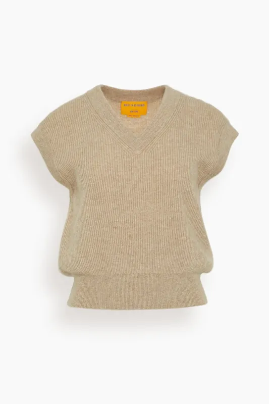 Rib Vest in Taupe sold by Hampden Clothing