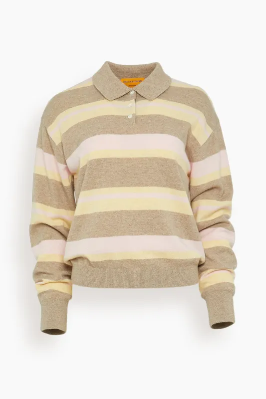 Collegiate Stripe Polo in Taupe Combo sold by Hampden Clothing