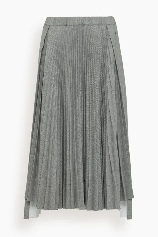 Pleated Skirt in Black Melange sold by Hampden Clothing