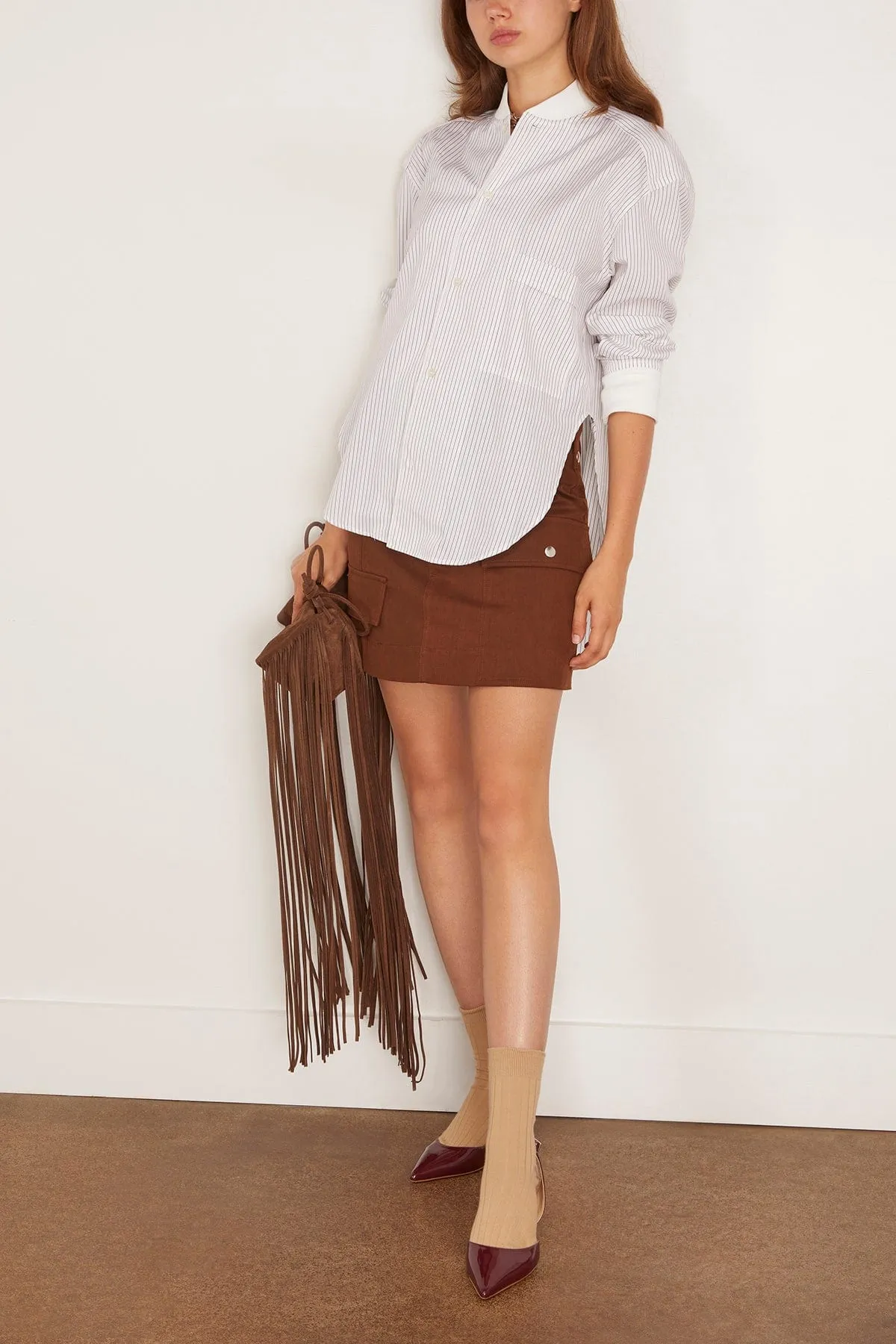 Long Sleeve Shirt in Brown/White Stripe sold by Hampden Clothing product image thumbnail 2